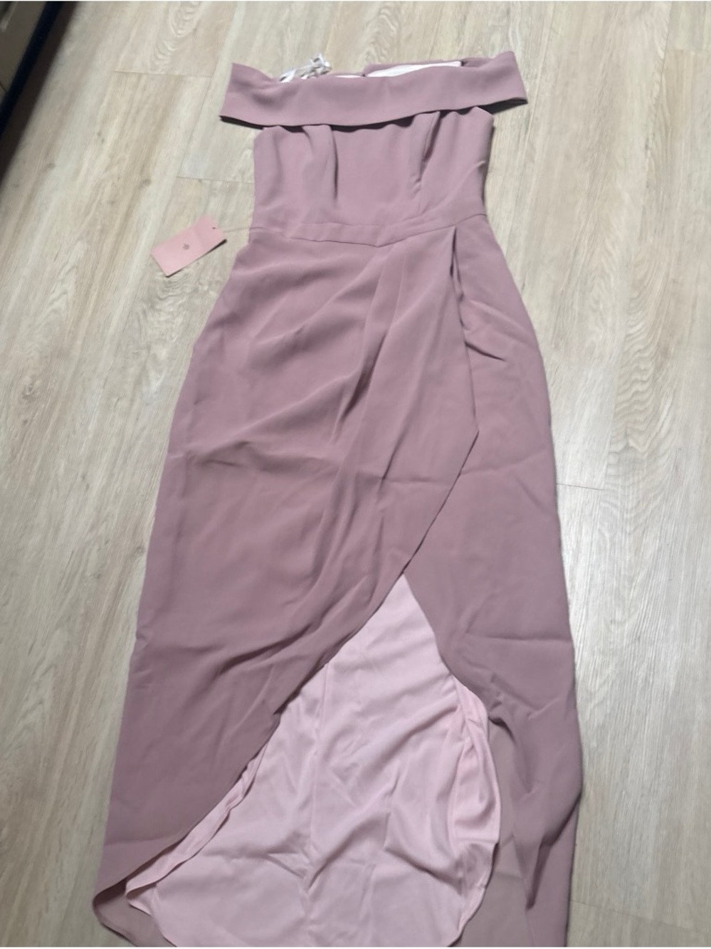 BHLDN One-Shoulder Wrap Maxi Dress in Dusty Rose
